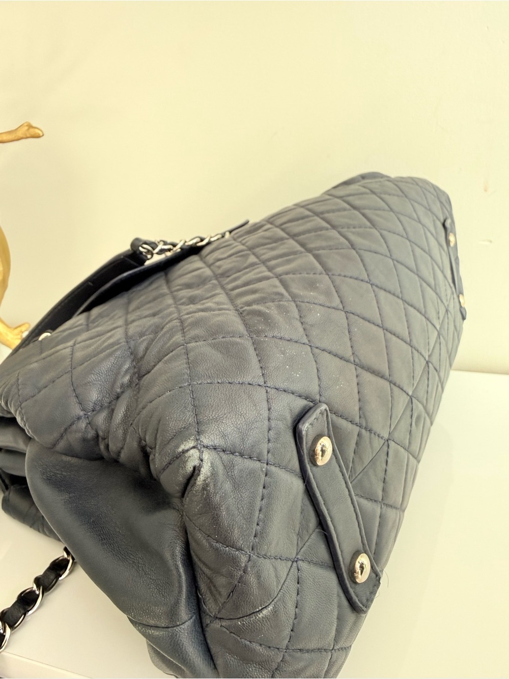 Chanel Quilted x3 Accordion Blue Lambskin Tote - Picture 6 of 17